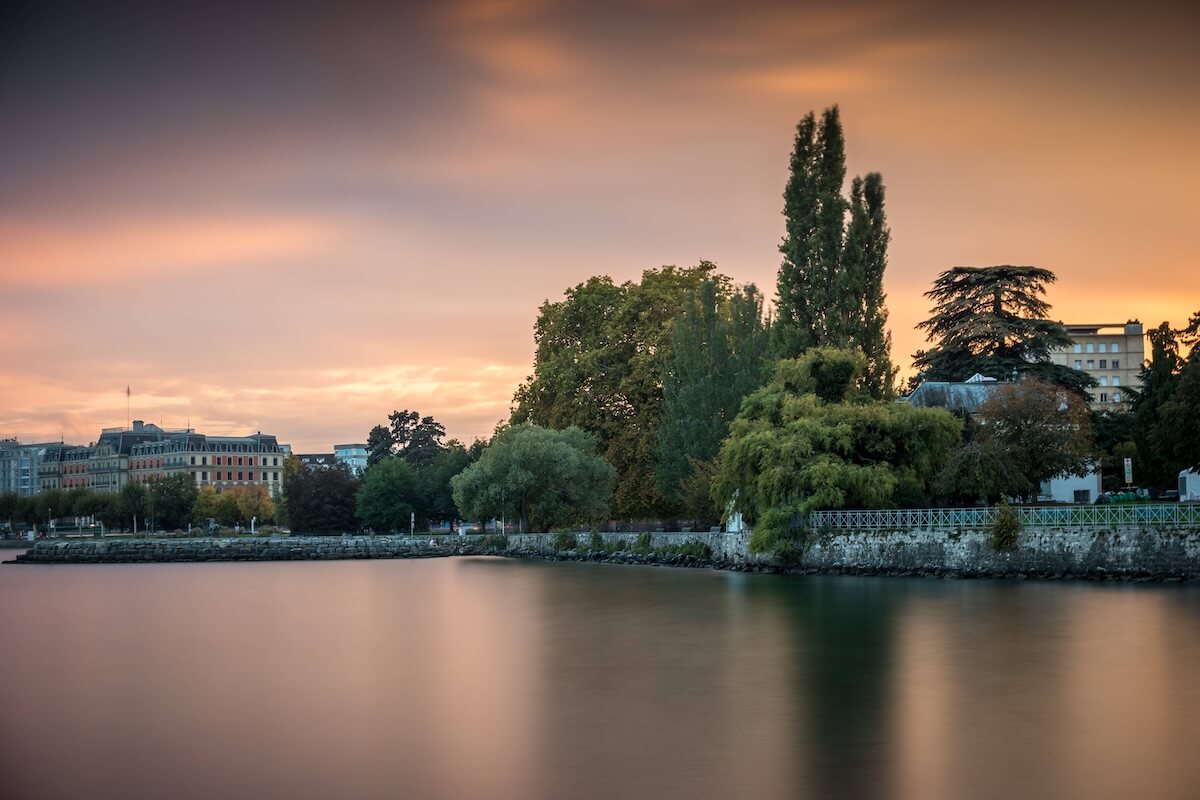 Cloudy sky over Lake Geneva creating perfect conditions for long exposure