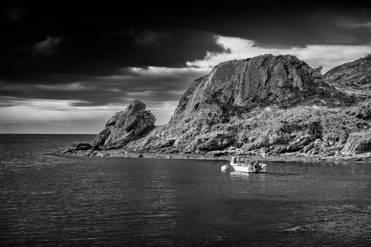 Tiny bay on Islay seen from Ardbeg distillery, captured with 85mm lens