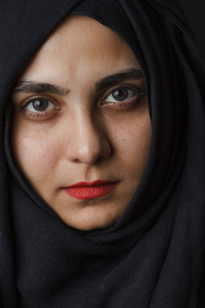 Close-up professional studio portrait in Geneva with soft lighting and sharp detail